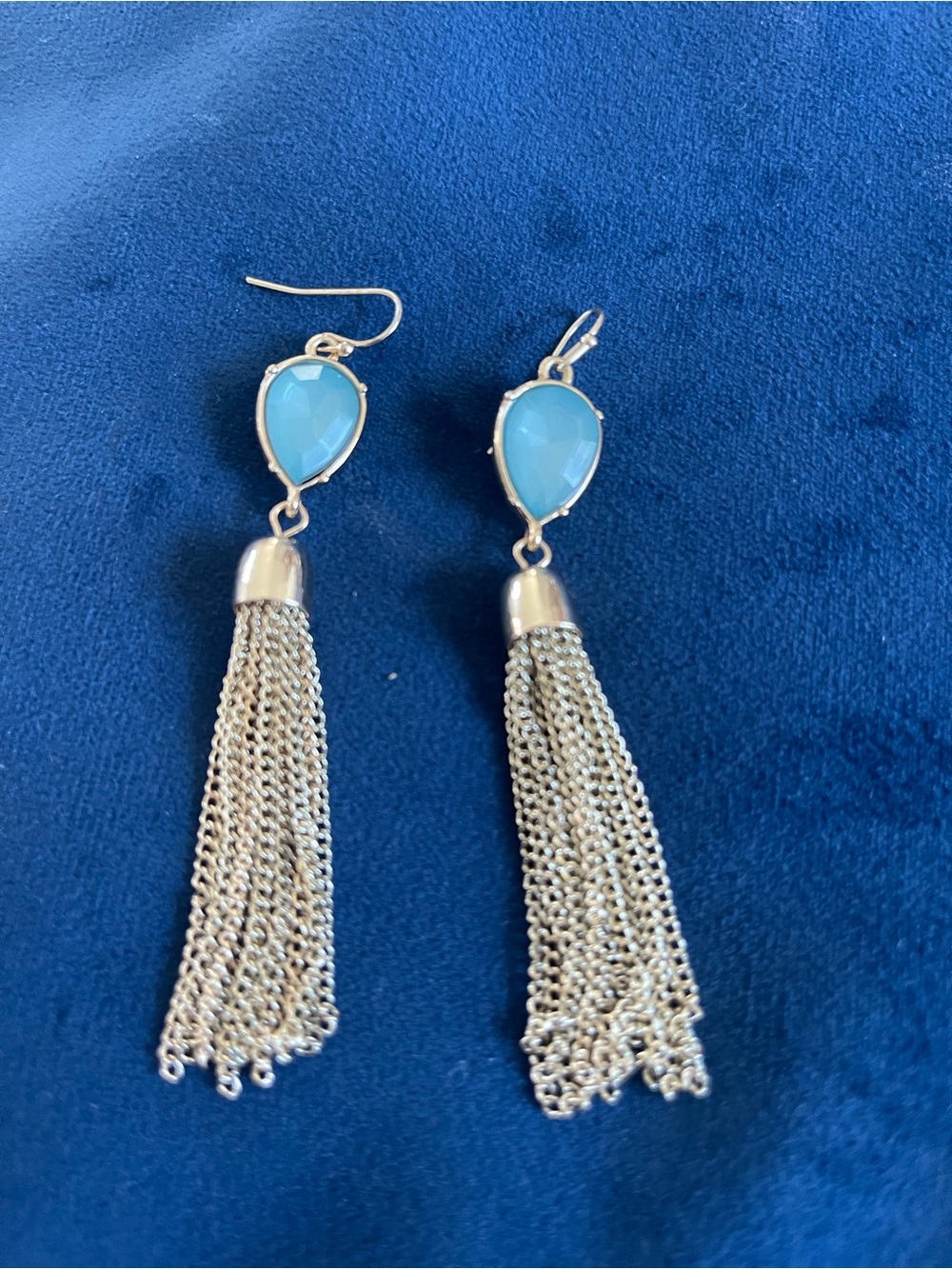Vintage Neiman Marcus Aqua Blue Stone Dangle Earrings